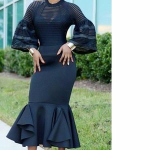 MERMAID SEE THROUGH MESH FISHTAIL DRESS